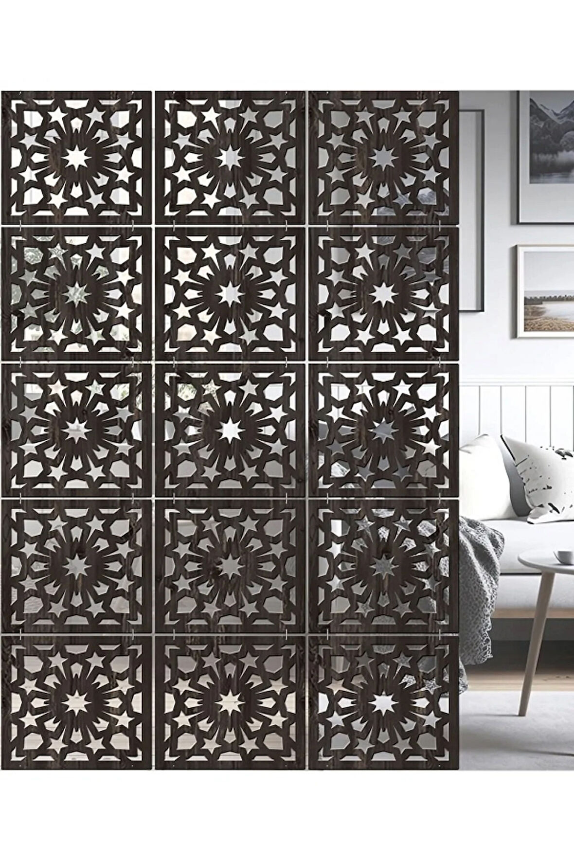 Lazer Kesim Sarkıt Paravan, Ahşap Seperatör, Panel Levha Seti Dekorasyon Ahşap Oda Bölücü Desen