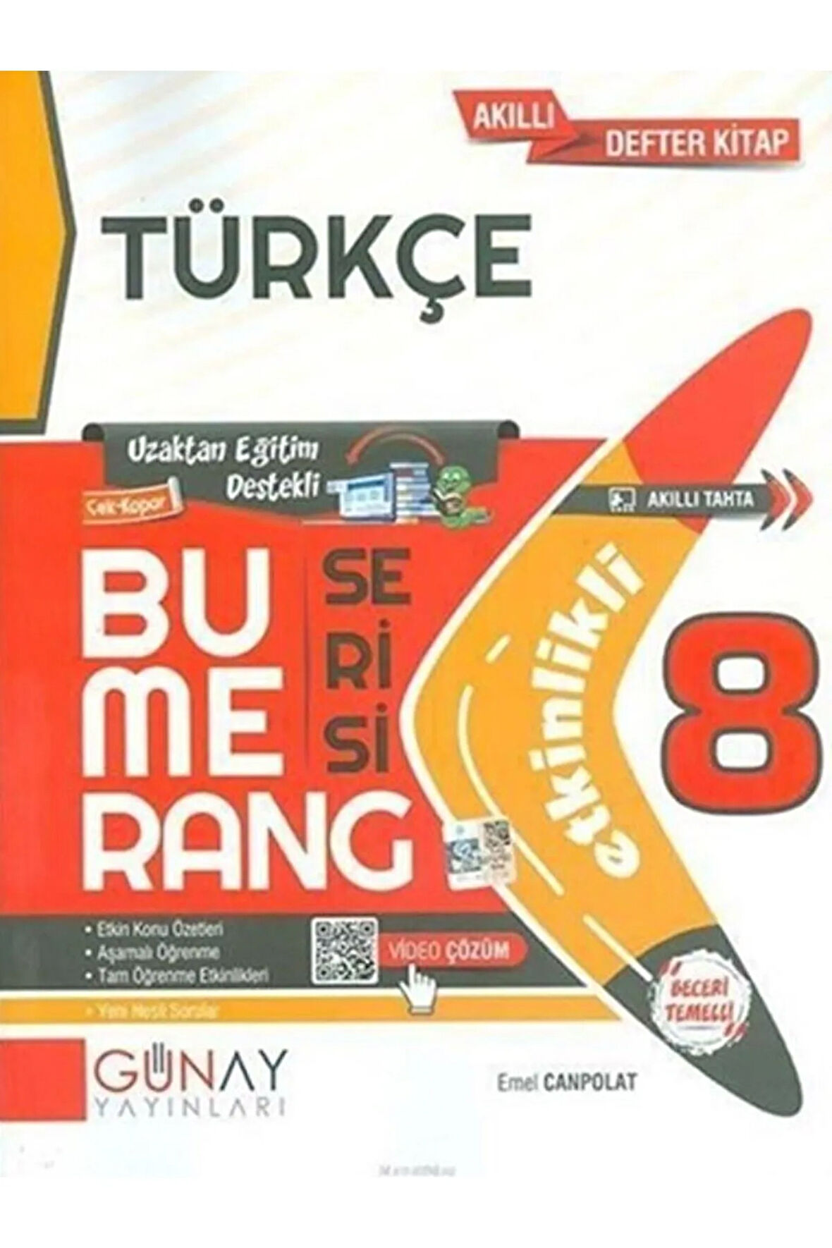 8. Sınıf Bumerang Serisi Etkinlikli Türkçe Akıllı Defter Kitap / Günay Yayınları / 9786257150460