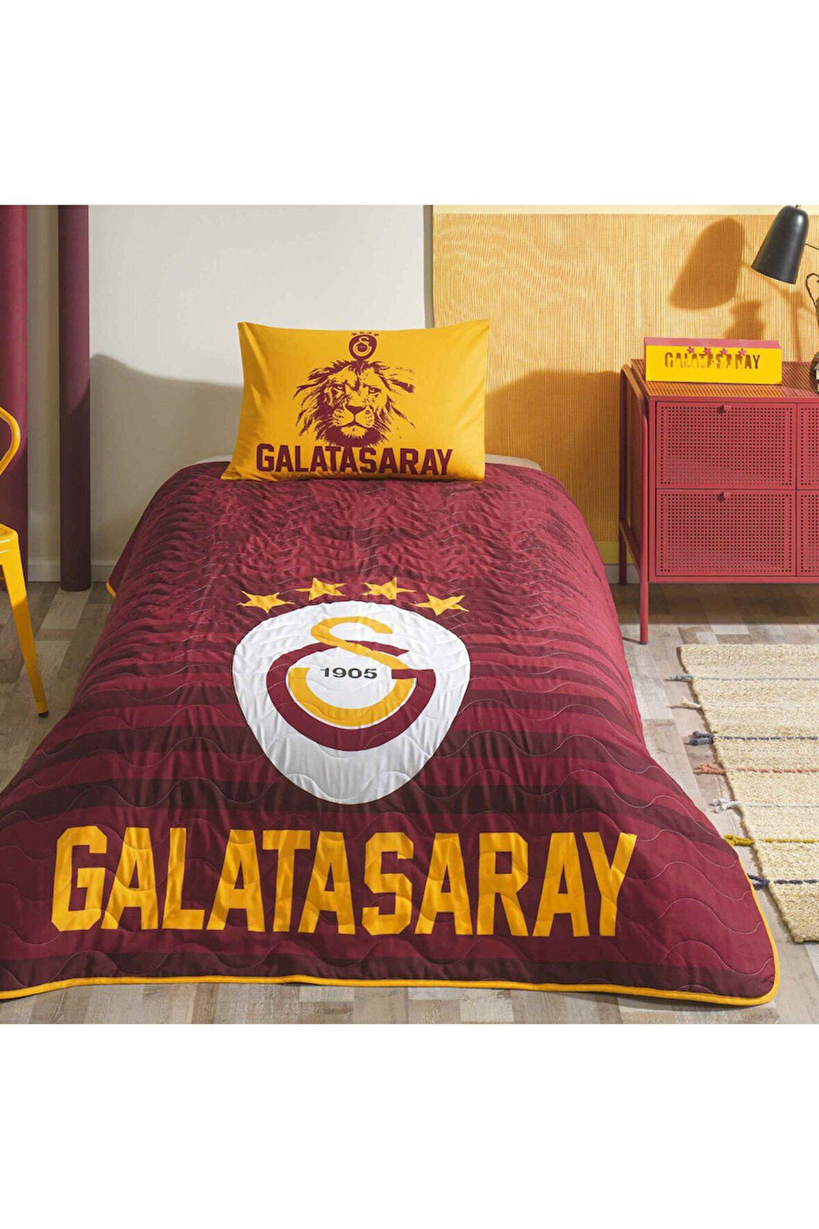 Lisanslı Galatasaray Stripe Tek Kişilik Yatak Örtüsü Seti