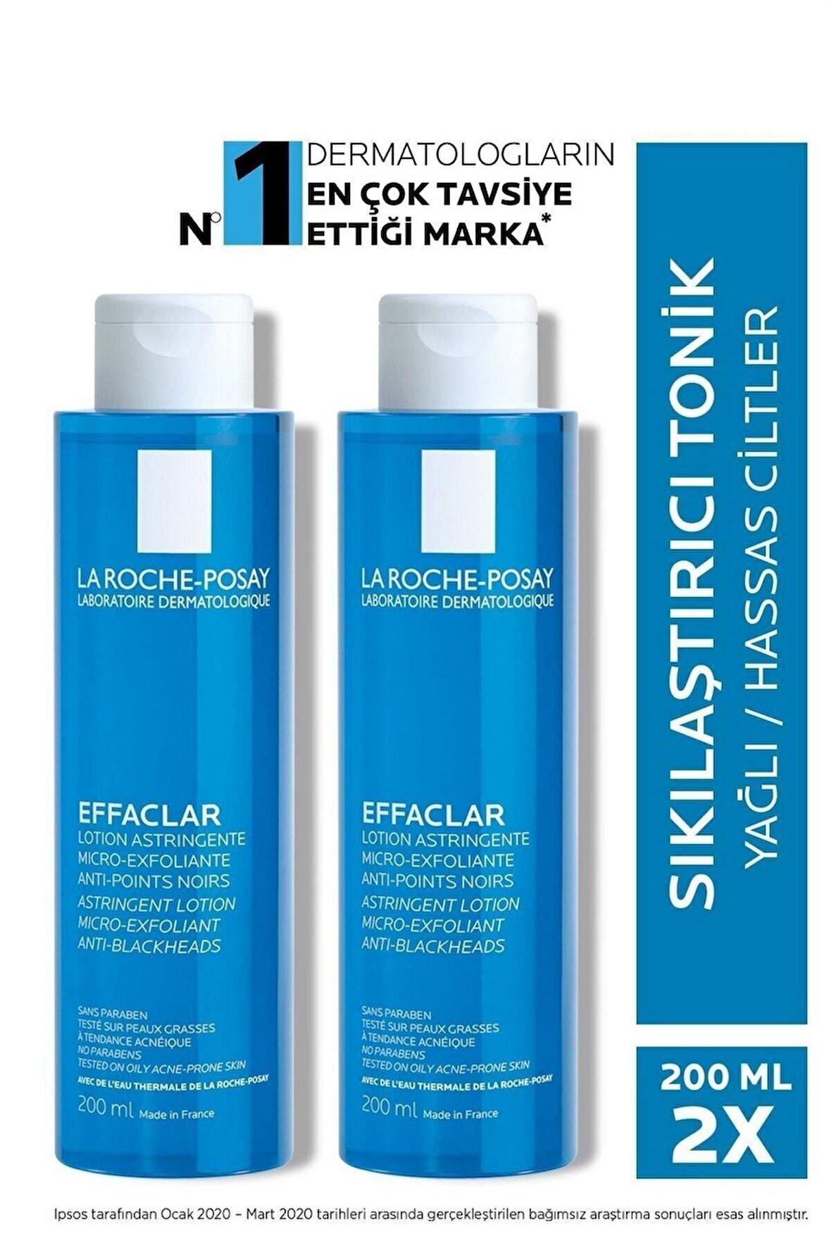 La Roche Posay Effaclar Mikro Soyucu Tonik Yağlı/Akneye Eğilim Gösteren Ciltler Ciltler Gözenek Sıkılaştırıcı 200ml 2 Adet