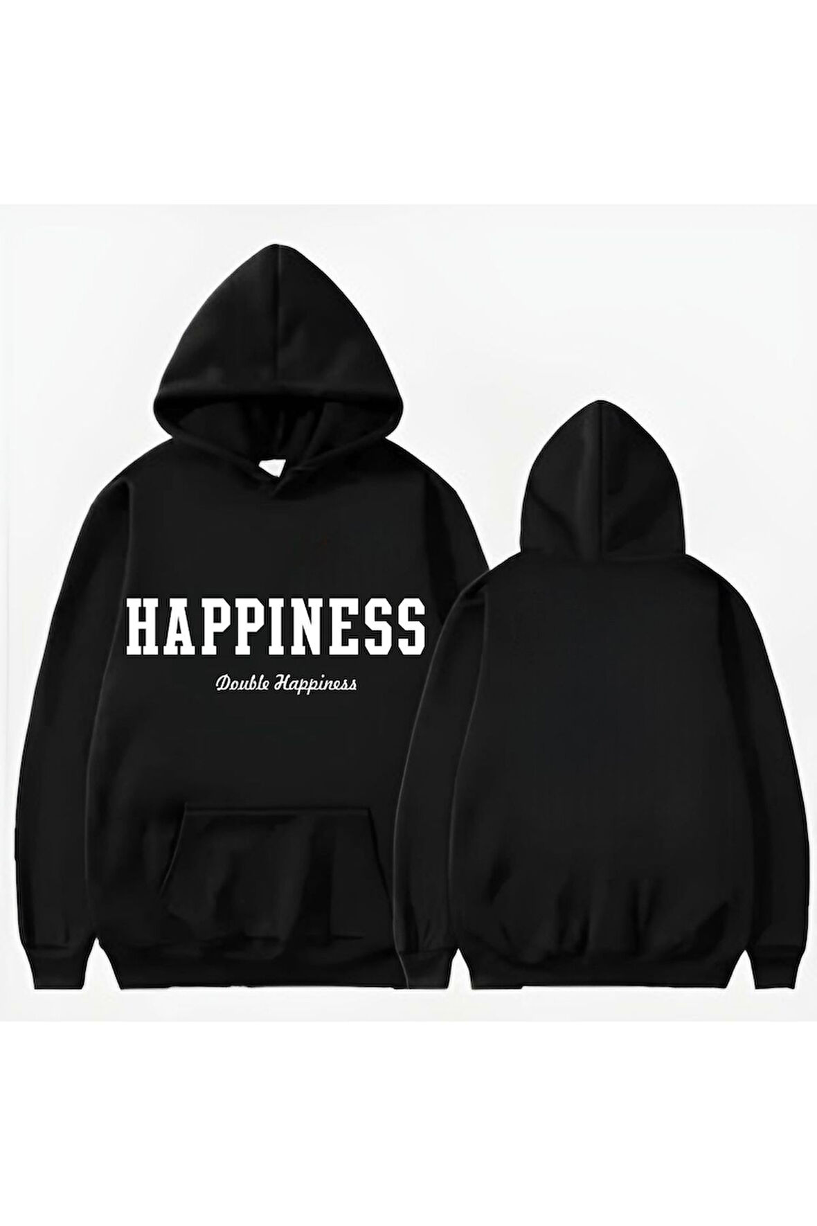 HAPPINESS BASKLI KAPİŞONLU SWEAT