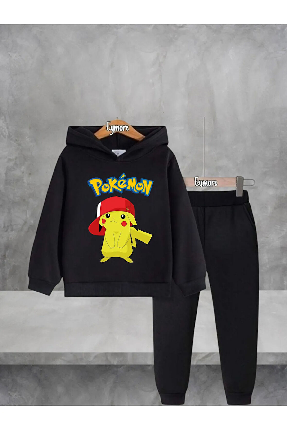 POKEMON PİKACHU BASKILI KAPÜŞONLU ÇOCUK EŞOFMAN TAKIMI