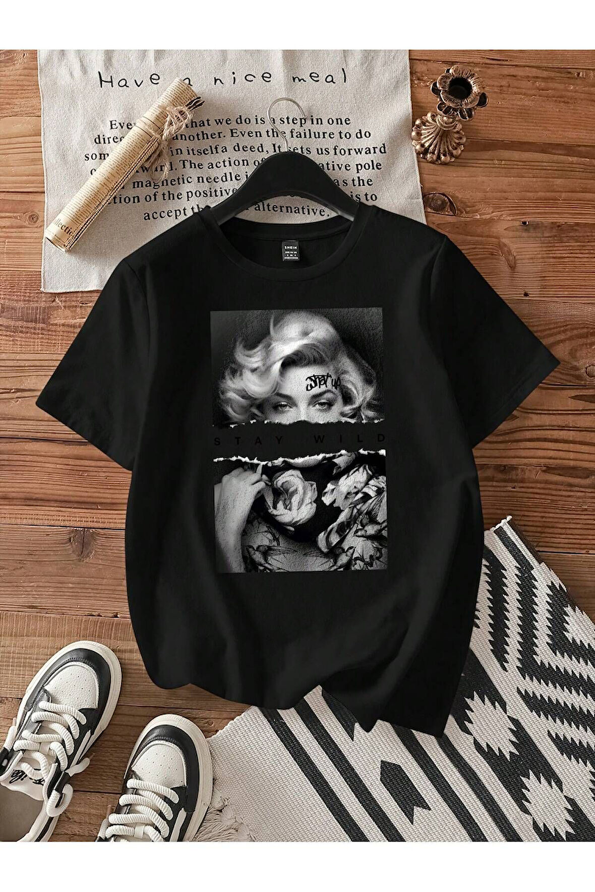 Unisex Kadın Baskılı Oversize Tshirt