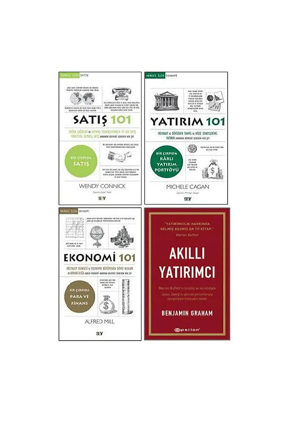 Satış - Yatırım - Ekonomi 4 Kitap Set - Satış 101 - Yatırım 101 - Ekonomi 101 - Akıllı Yatırımcı