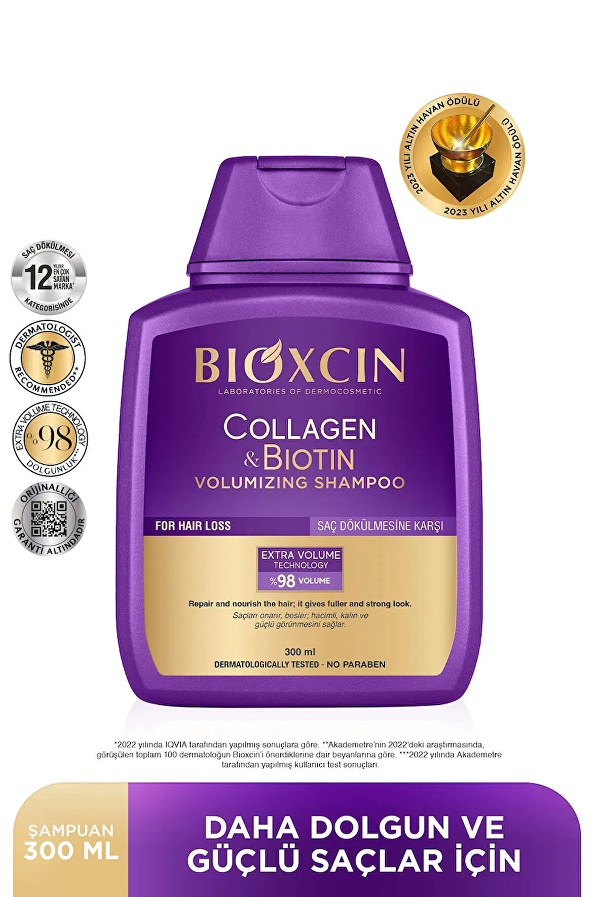 Collagen & Biotin Ekstra Hacim Şampuanı 300 Ml - Kolajen Biotin İnce Seyrek Saçlar 5'li