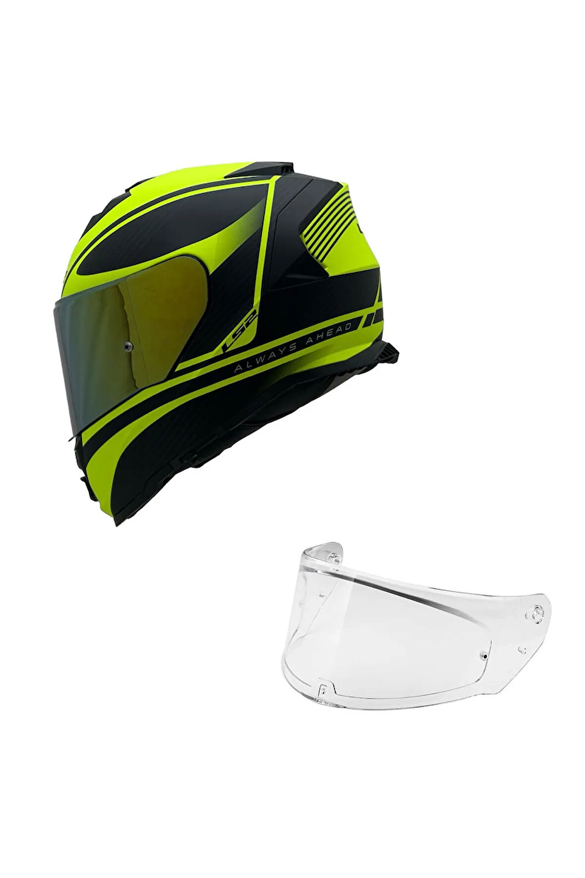 STORM 2 DODGER MAT SİYAH-NEON SARI KASK MAVİ CAM