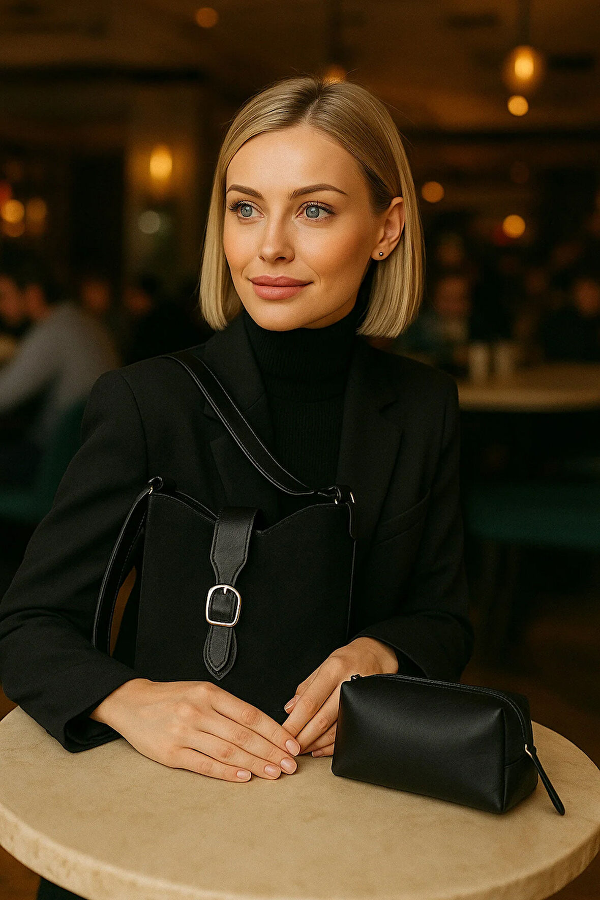 Lüks Süet Deri Detaylı Omuz Çantası & Makyaj Çantası Hediyeli