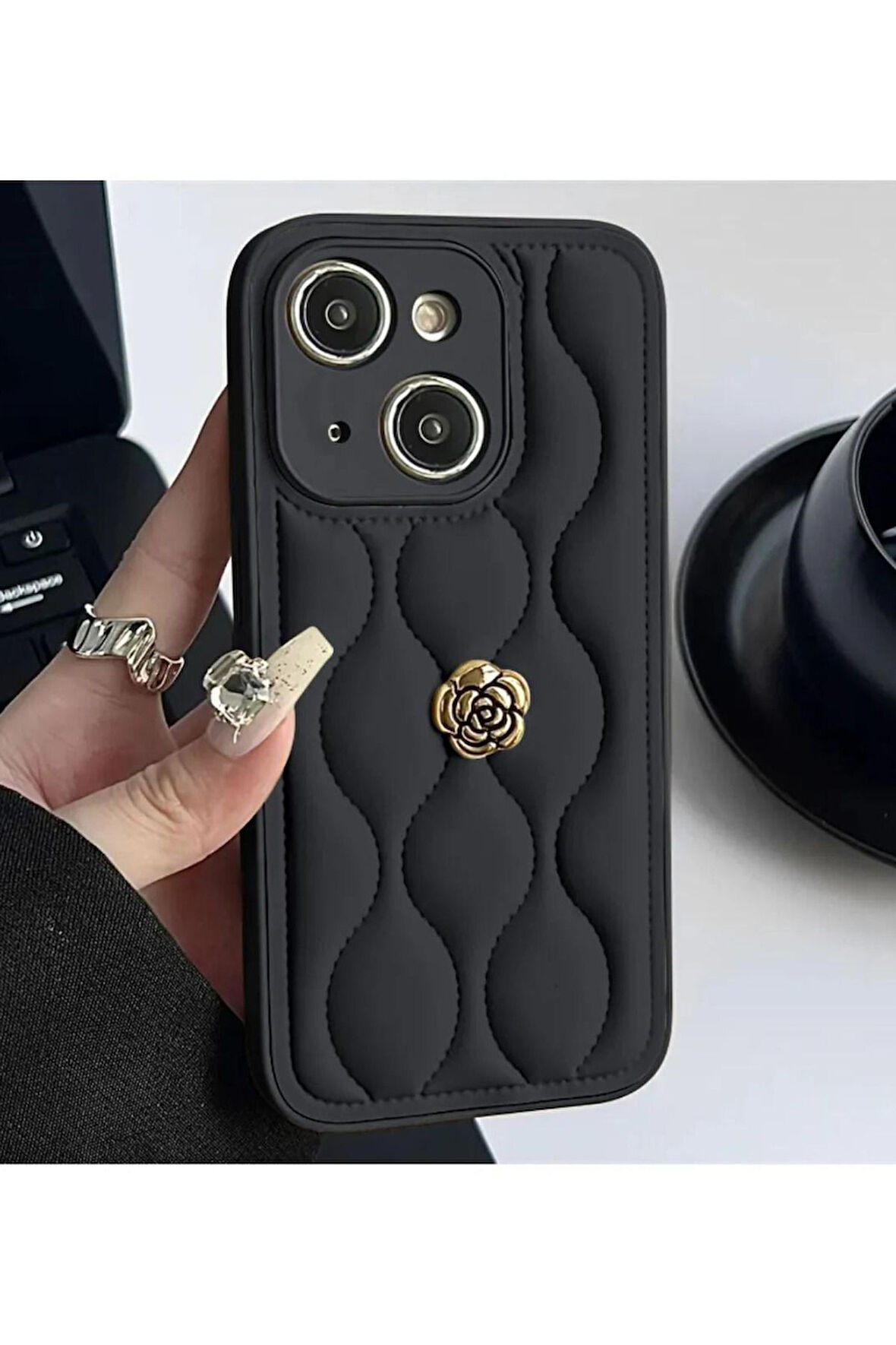 iPhone 14 Uyumlu Kılıf Deri Kılıf Yanları Silikon Kapak