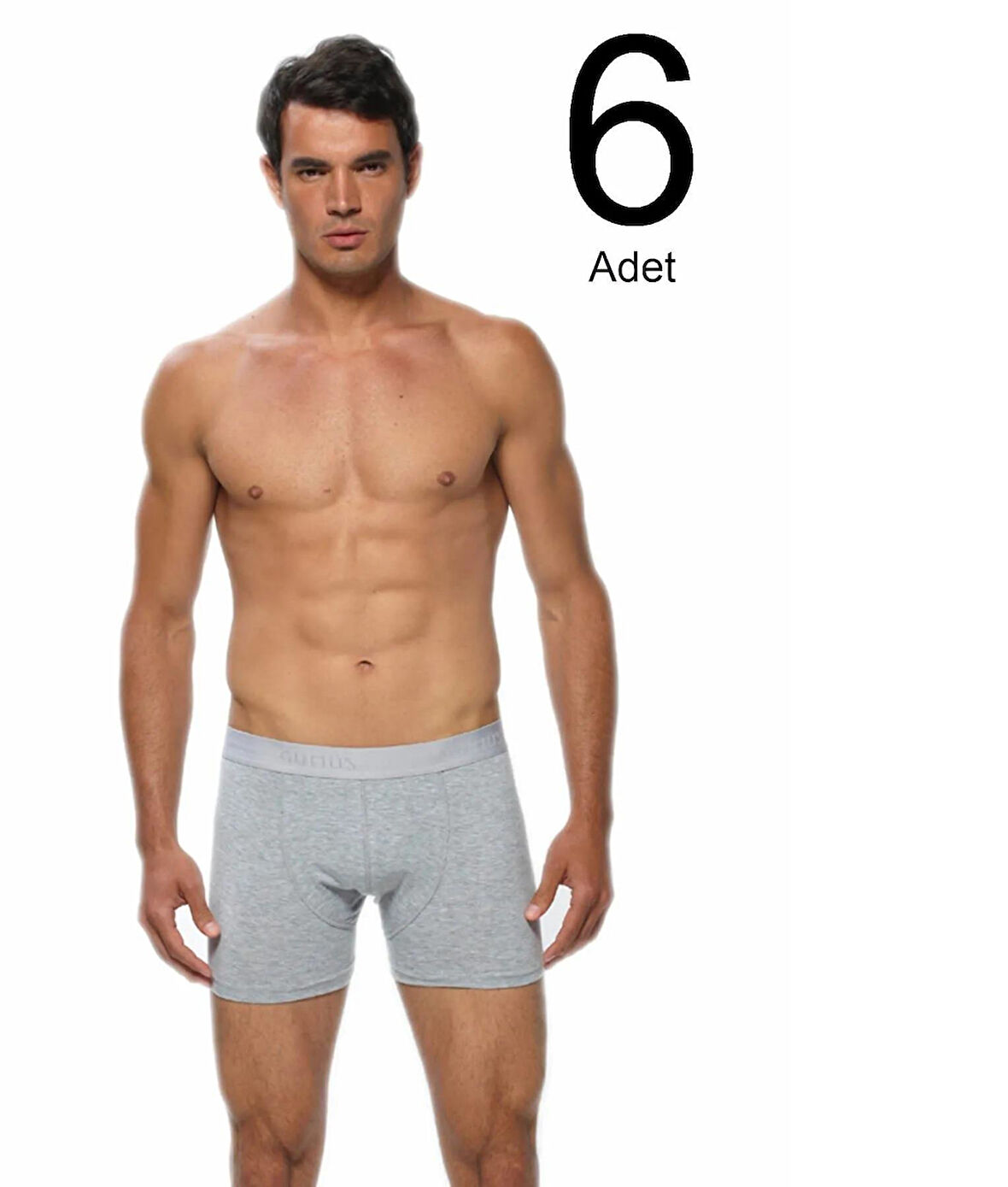 GÜMÜŞ 6 Adet (M) GRİ Erkek Renkli Likralı Spor Boxer 3074