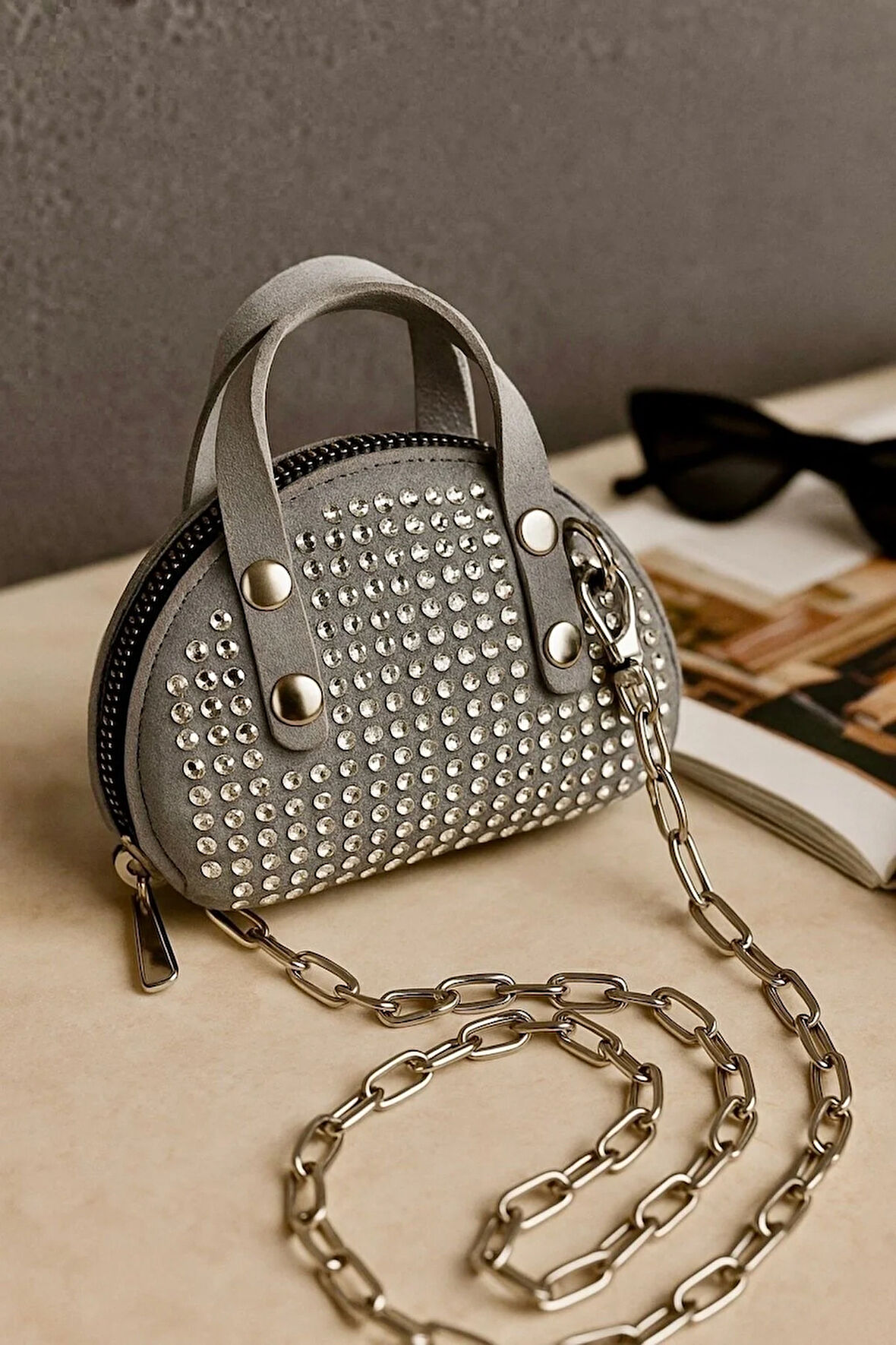 Lüks Mini Elmas Taş işlemeli El Ve Omuz çantası