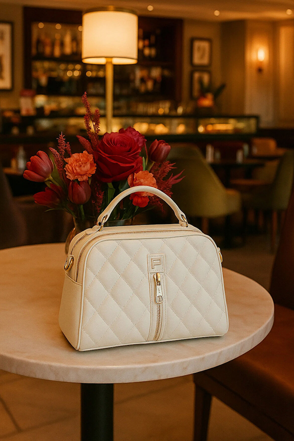 Lüks Kapitone Deri Omuz Çantası – Metal Detaylı Şık Model