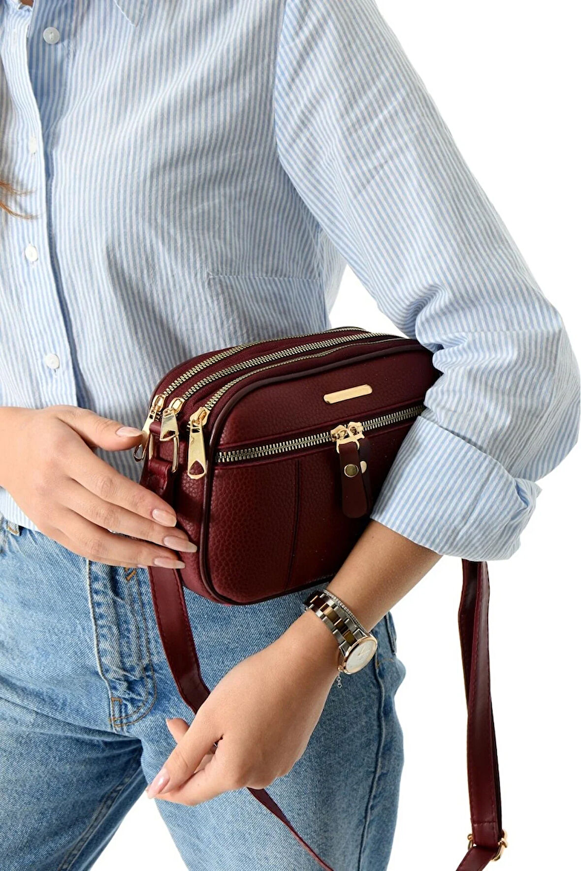 Kadın Lüks Çapraz Askılı Çok Bölmeli Omuz çantası