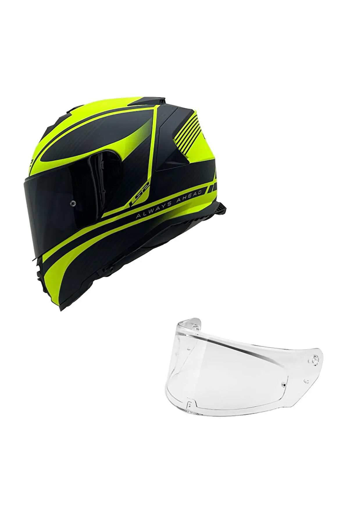 STORM 2 DODGER MAT SİYAH-NEON SARI KASK MAVİ CAM
