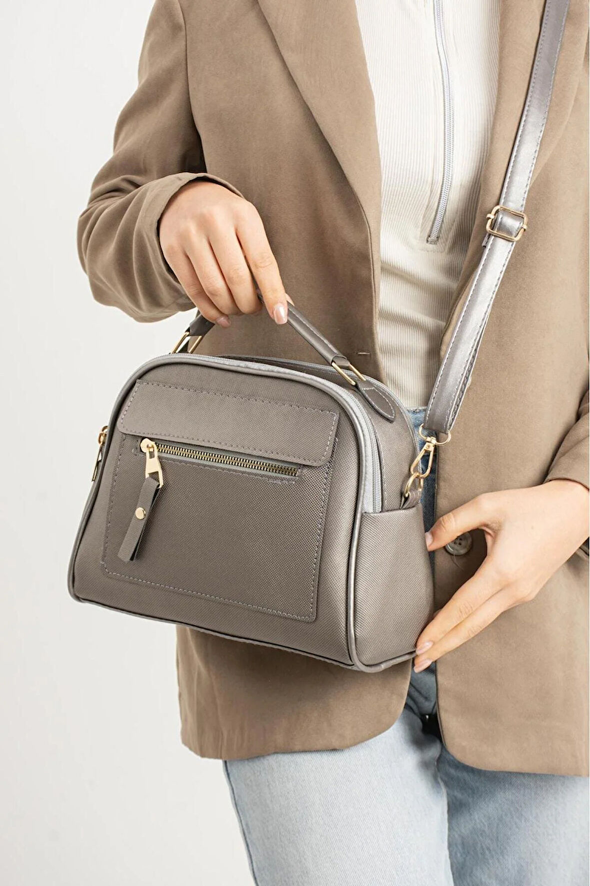 Lüks Klasik çok bölmeli el ve omuz çantası