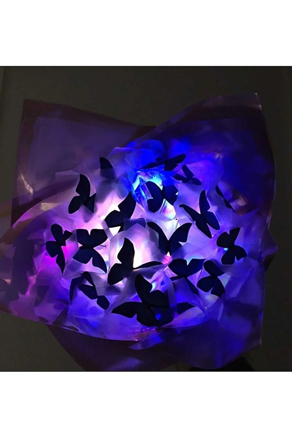 ledli mavi kelebek buketi