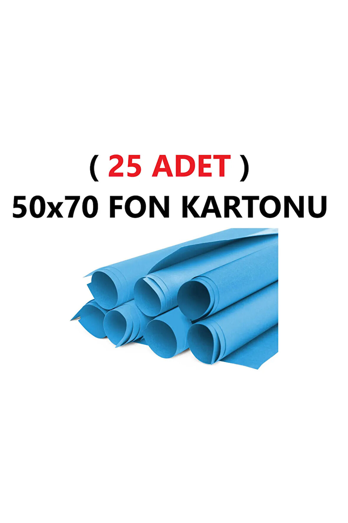 ( 25 Adet ) 50x70 Cm Koyu Mavi Renkli Fon Kartonu Rulo Canlı Renk Büyük Boy Anaokulu Kreş Okul