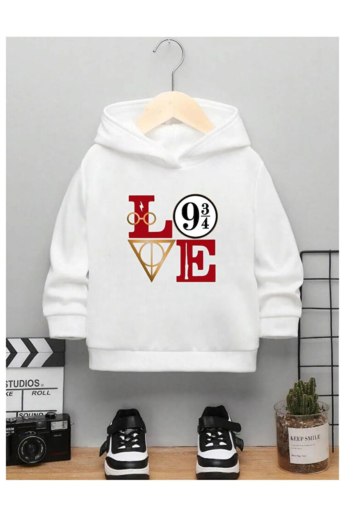 Çocuk Tasarım Harry Potter Love Baskılı Kapüşonlu Sweatshirt Pamuklu