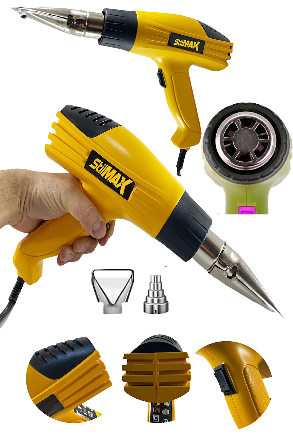 Germany Sıcak Hava Isı Tabancası 4200 W Çift Kademeli Termik Koruma Sıcak Hava Makinesi 900 C°