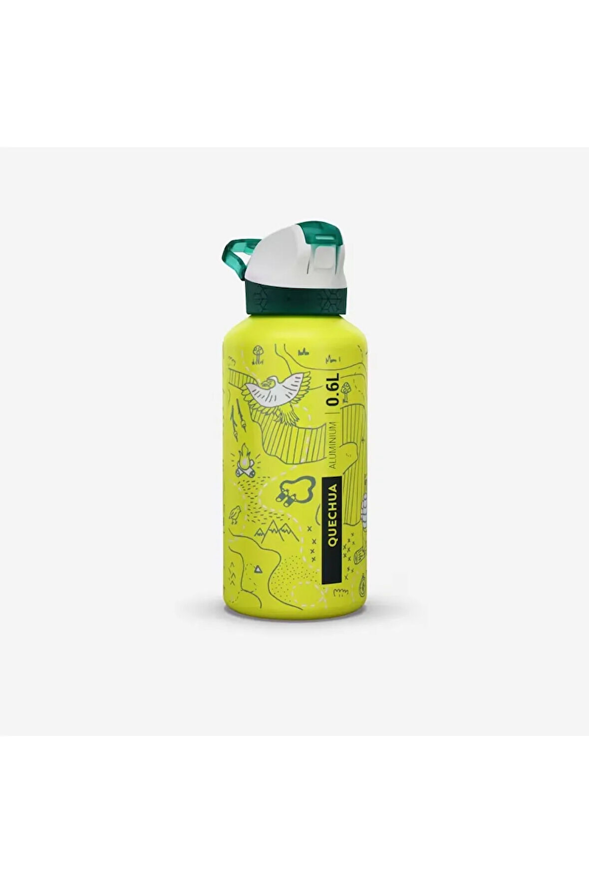 Çocuk Pipetli Alüminyum Matara - 0,6 L - Pratik Kapak - Sarı - 500