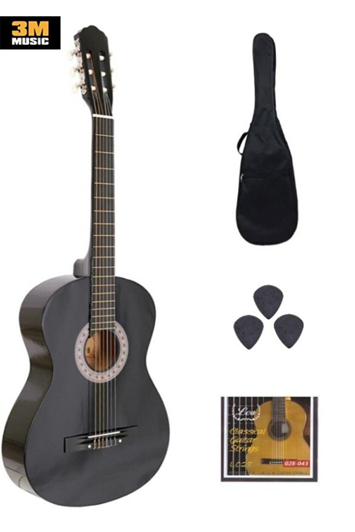3m Music Klasik Gitar Seti 4/4 Tam Boy