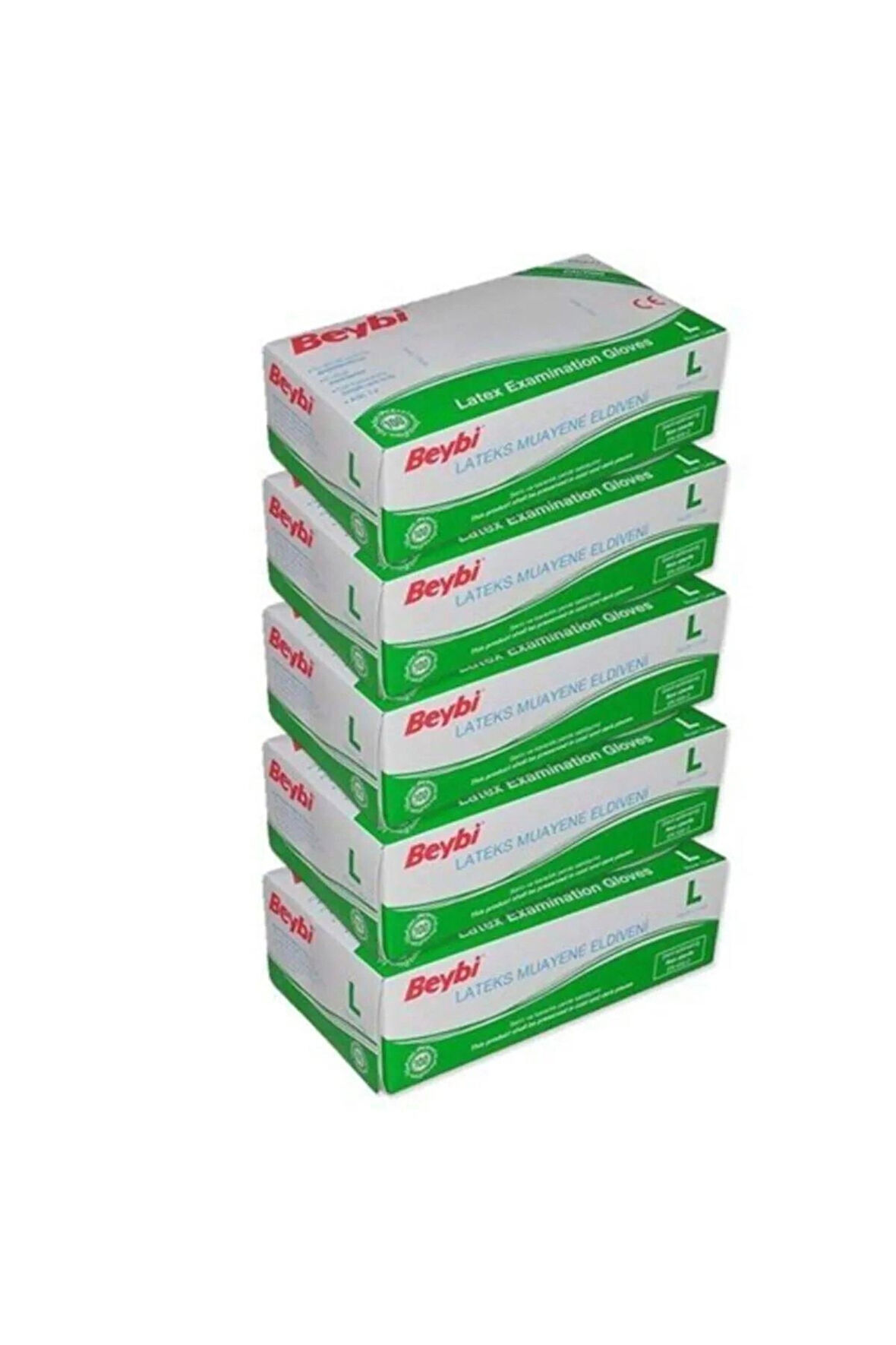 5 Paket Latex Pudralı Muayene Eldiveni Lateks 100'lü (l) Large