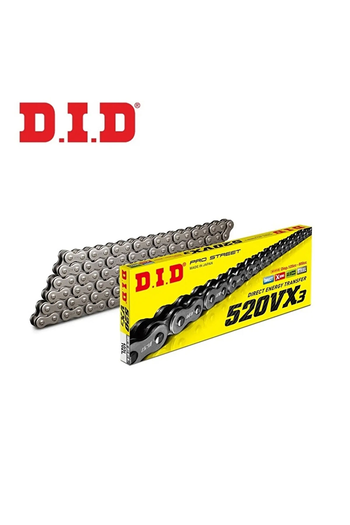 DID 520VX3 ÇELİK X-RİNG ZİNCİR-106 BAKLA / DUCATI / MONSTER / 620cc / DID X-RING (VX3) ÇELİK ZİNCİR