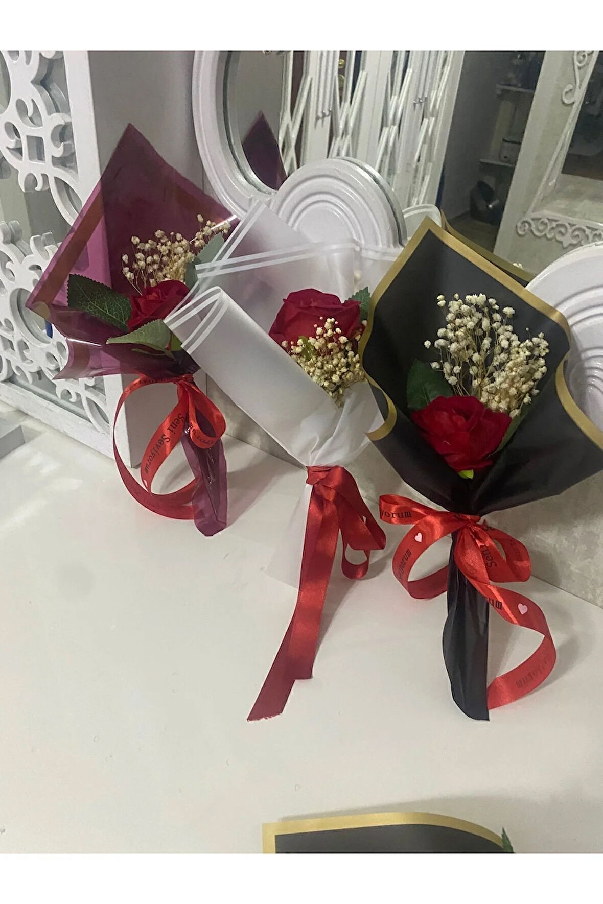 Tekli Hediyelik Buket 3 Ü Bir Arada