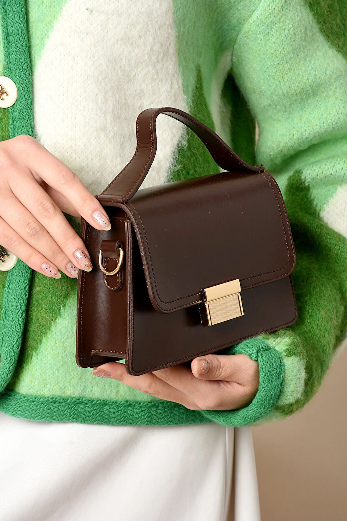 Kadın Mini City Omuz Çantası Kilit Detaylı Çanta