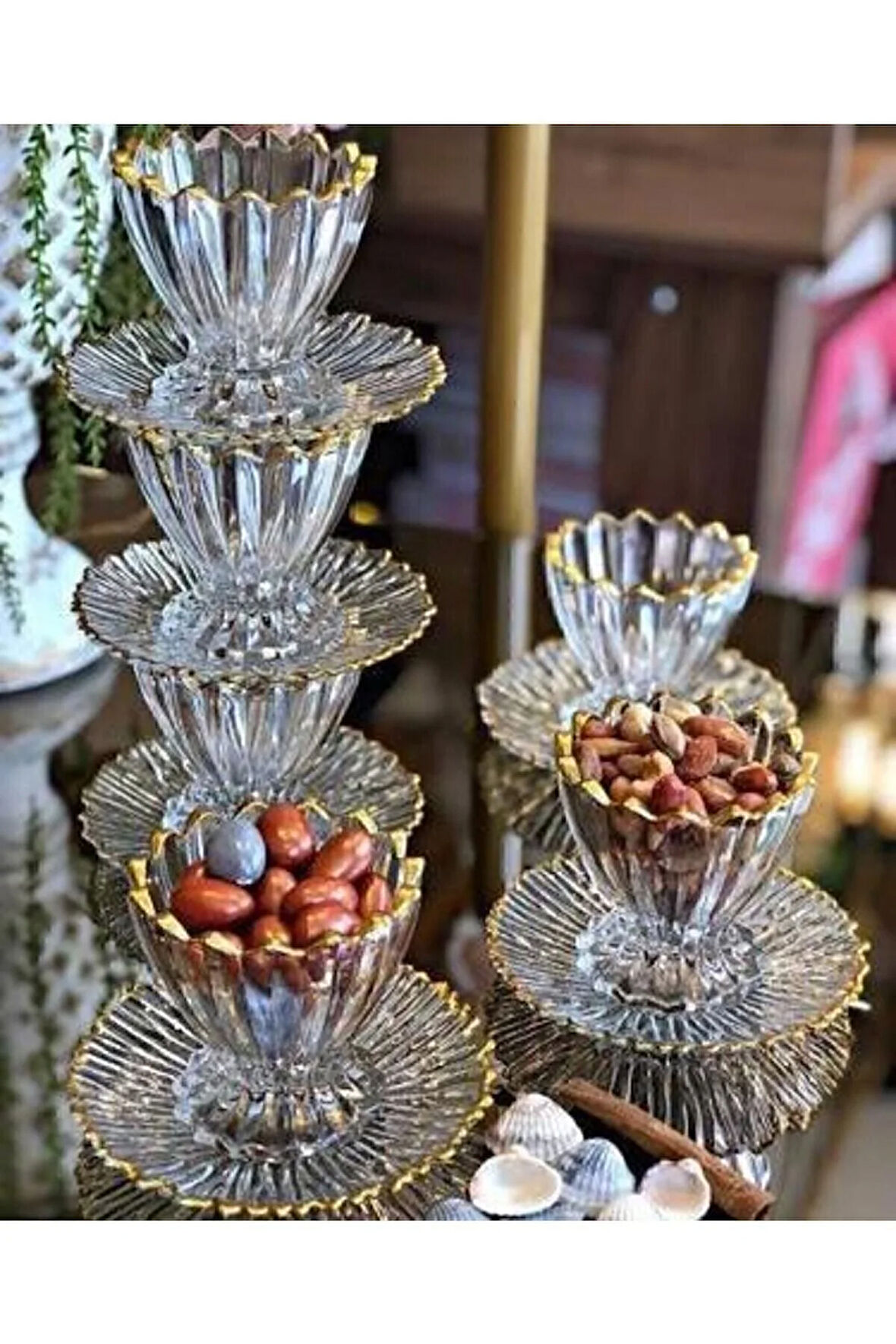 12 Parça Yaldızlı 6 Adet Kase Çerezlik, Şekerlik