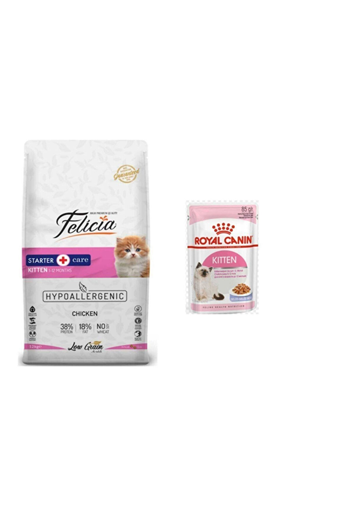 Felıcıa Kitten Tavuklu Yavru Kedi Maması 12kg + Royal Canin Kitten Pouch Yaş Mama 85 gr