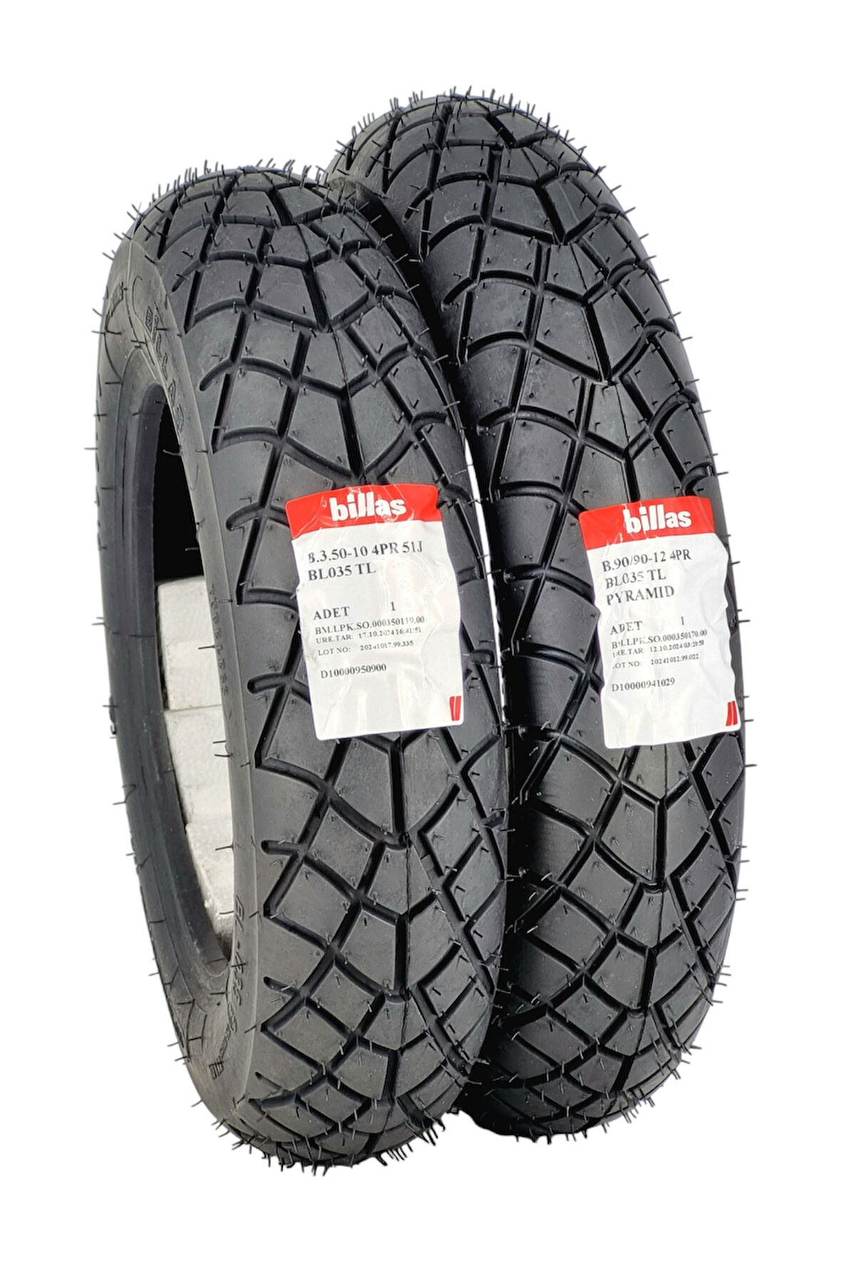 350-10 VE 90/90-12 TAKIM TL (TUBELESS - DUBLEKS)