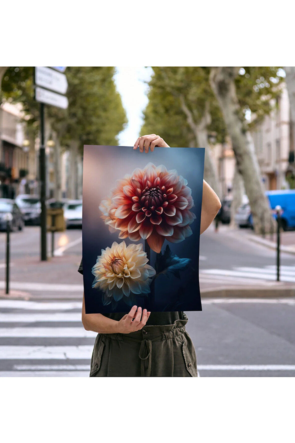 Çerçevesiz Poster - Dijital Baskı - Dahlia - Yıldız Çiçeği