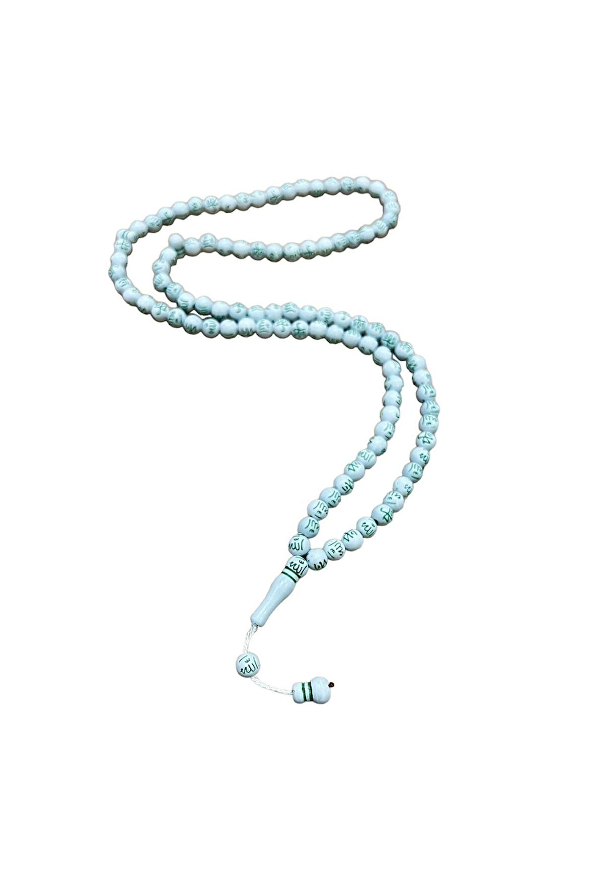 Ayetli Allah Muhammed Nakışlı Namaz Dua Ibadet Tesbihi Beyaz Yeşil / Tek Ebat