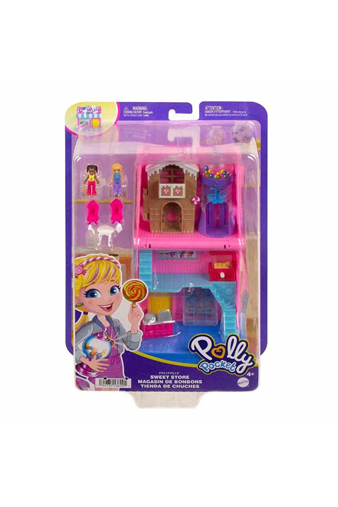 Polly Pocket Pollyville Şeker Dükkanı Oyun Seti HNB03 POLLY POCKET ŞEKERLEME DÜKKANI FİGÜRLERİ