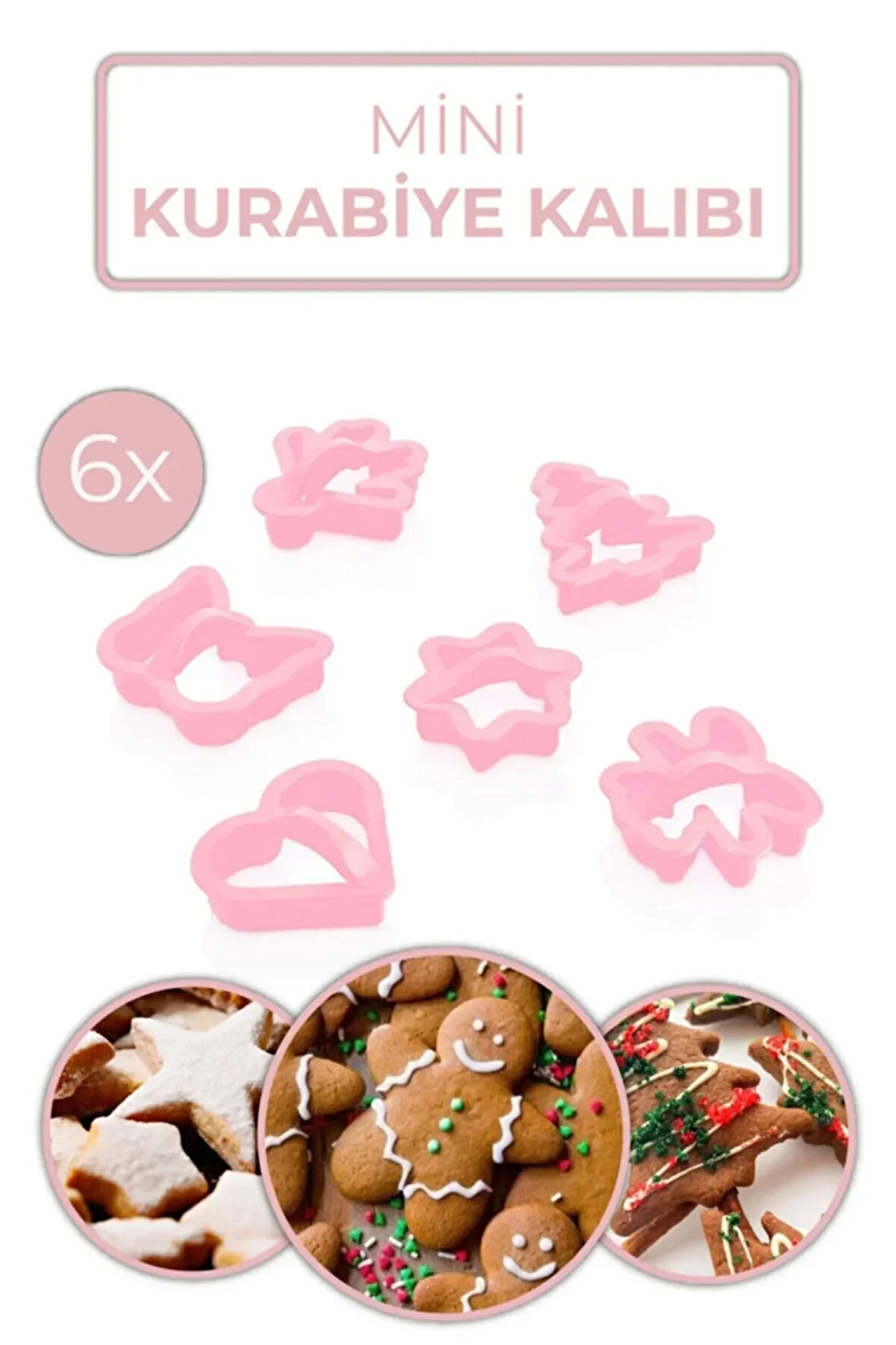 6'lı Şekilli Kurabiye Kalıbı Adam Kelebek Yıldız Ağaç Kalp Desenli Şeker Hamur Kesici Şekillendirici