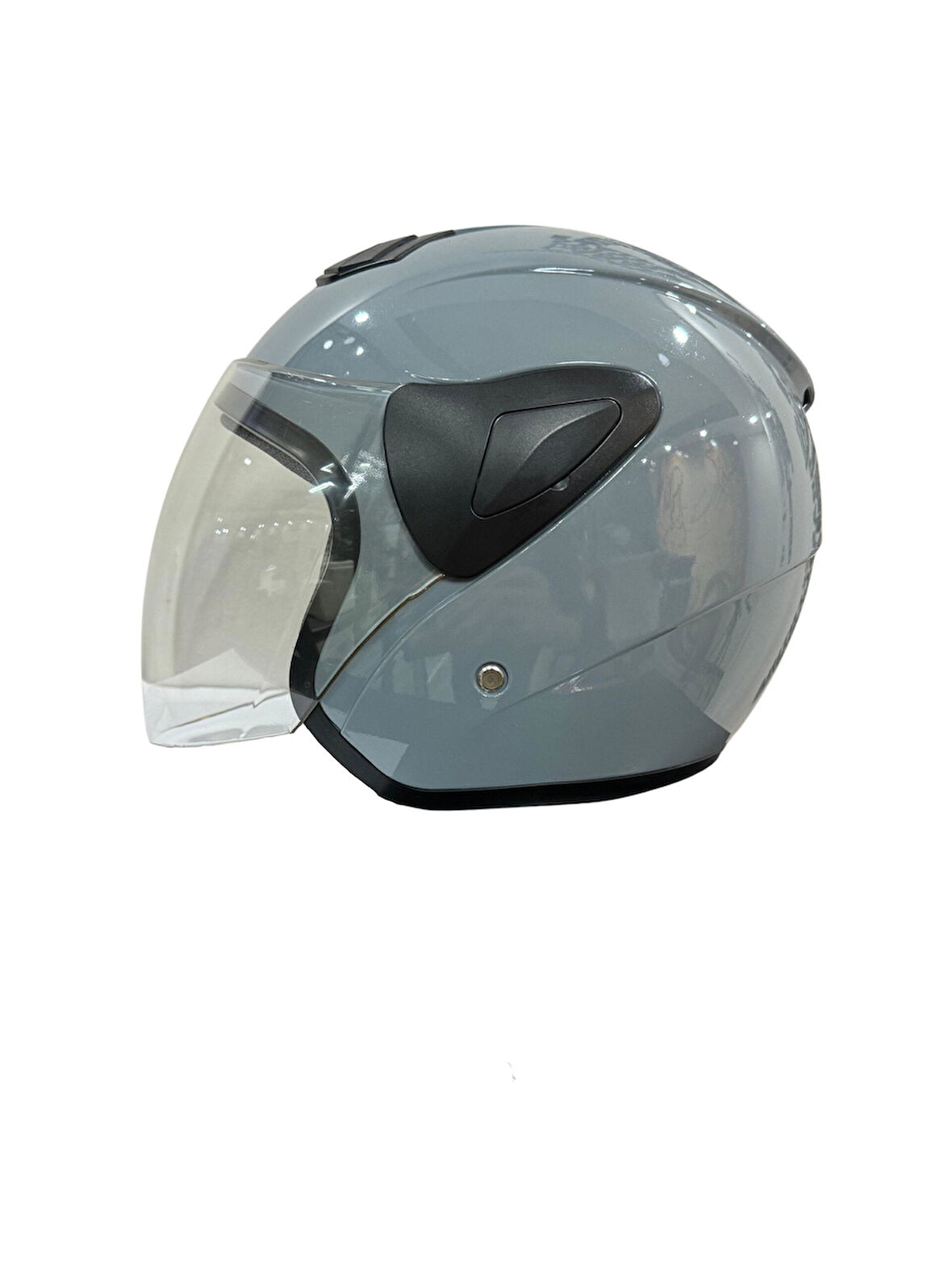 Sway Xbyc 633 Solıd Şeffaf Vizörlü Yarım Motosiklet Scooter Kaskı L Beden Gri