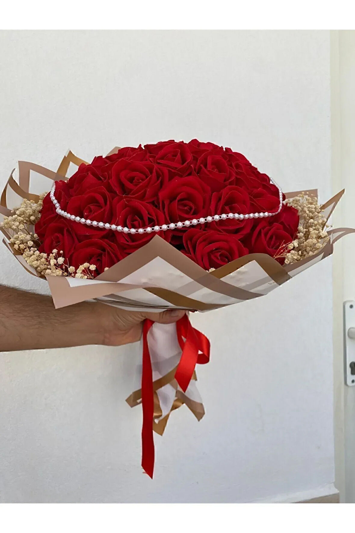 ÖZEL İNCİLİ 41 ADET KIZ İSTEME ÇİÇEĞİ BUKETİ