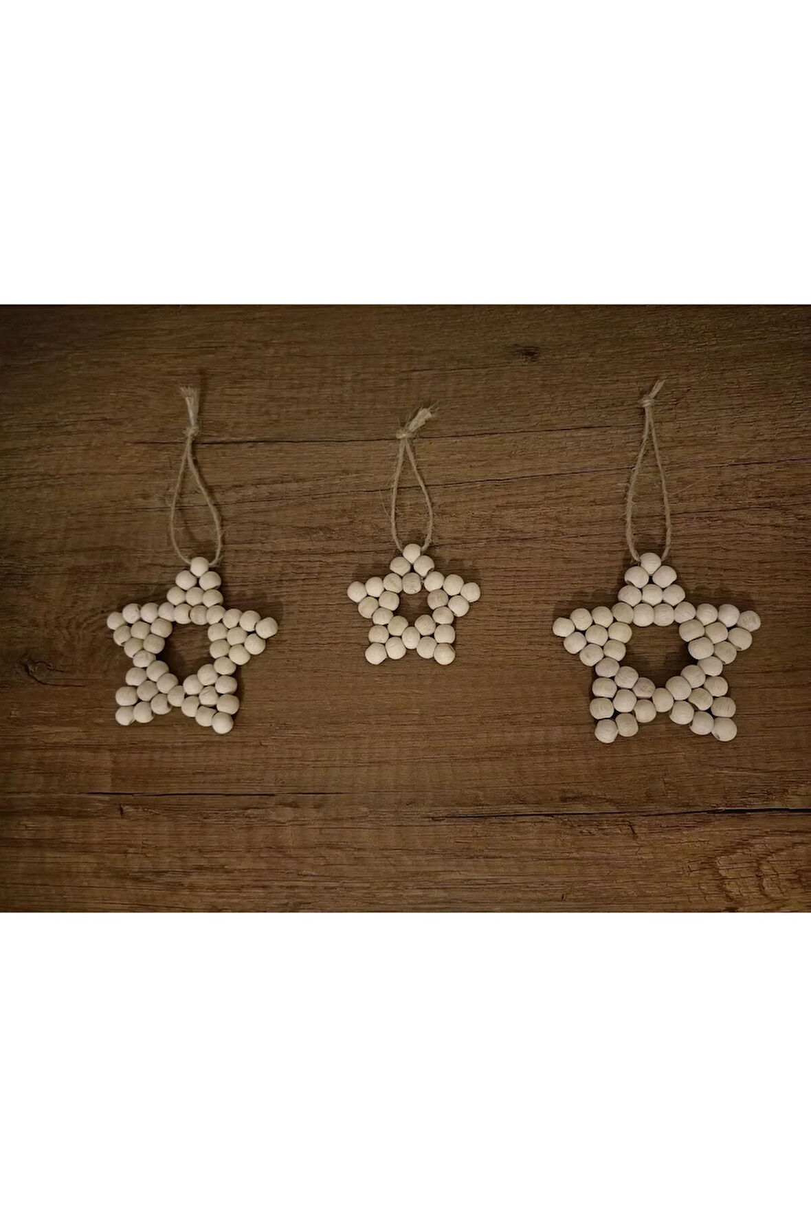 DEKORATİF AHŞAP BONCUKLU YILDIZ SET 3'LÜ, BEBEK ODASI DEKORASYONU, KAPI, DUVAR, MUTFAK SÜSÜ