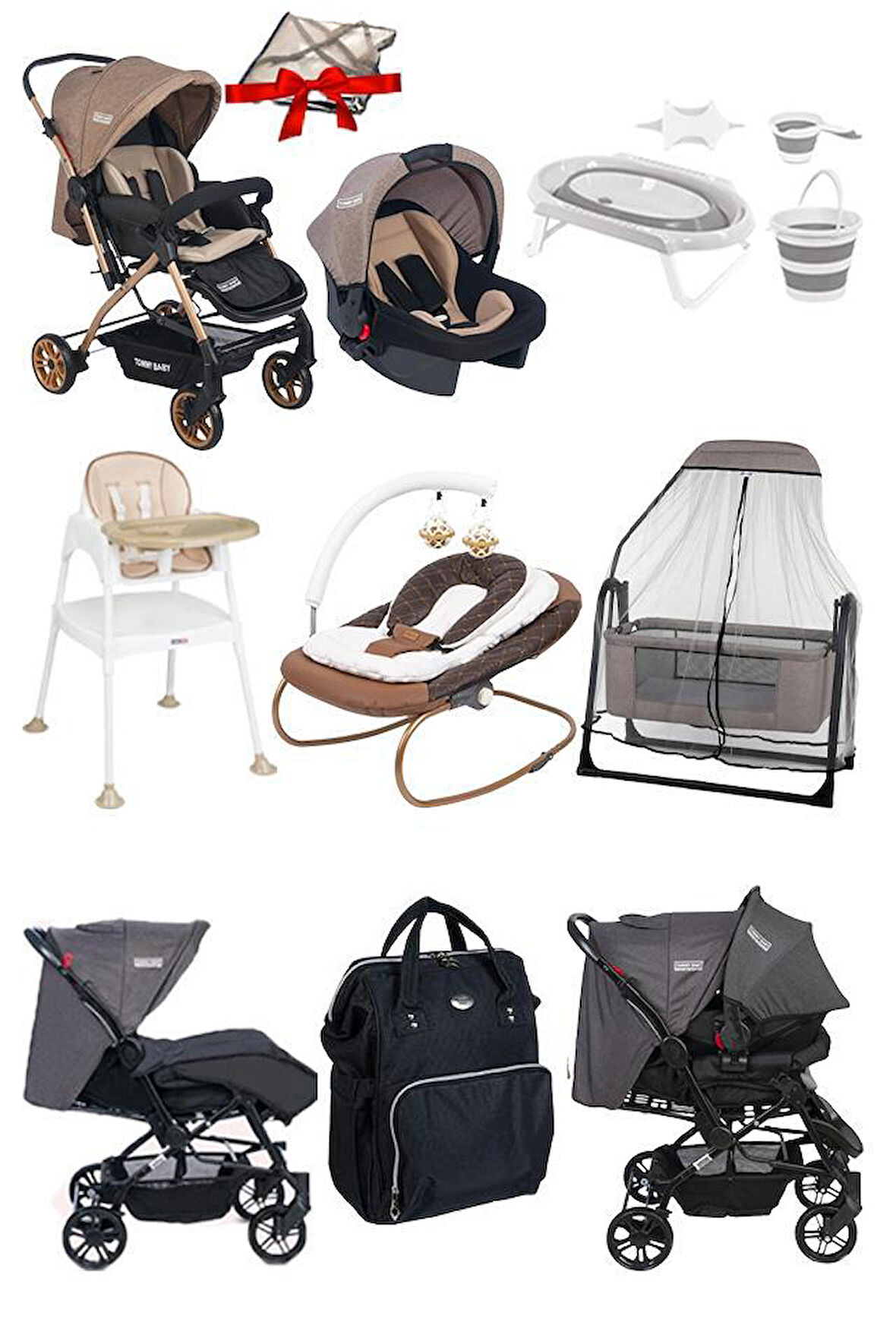 12 Parça Çeyiz Seti Bebek Arabası Puset Beşik Anakucağı Mama Sandalyesi KüvetTakımıBebekBakımÇantası