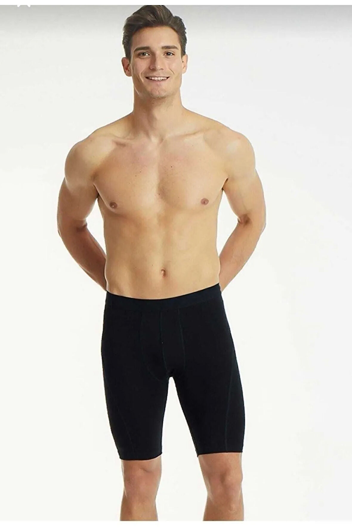 1253 Erkek Elestan Uzun Boxer 3 Lü Siyah