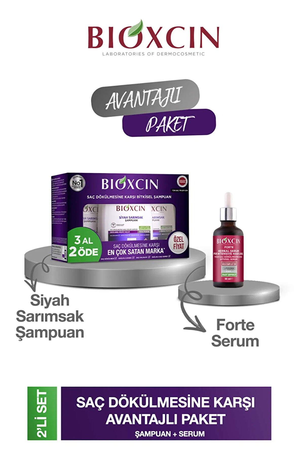 Sarımsak Şampuanı 3 adet 300 ml + forte serum 50 ml 1 adet