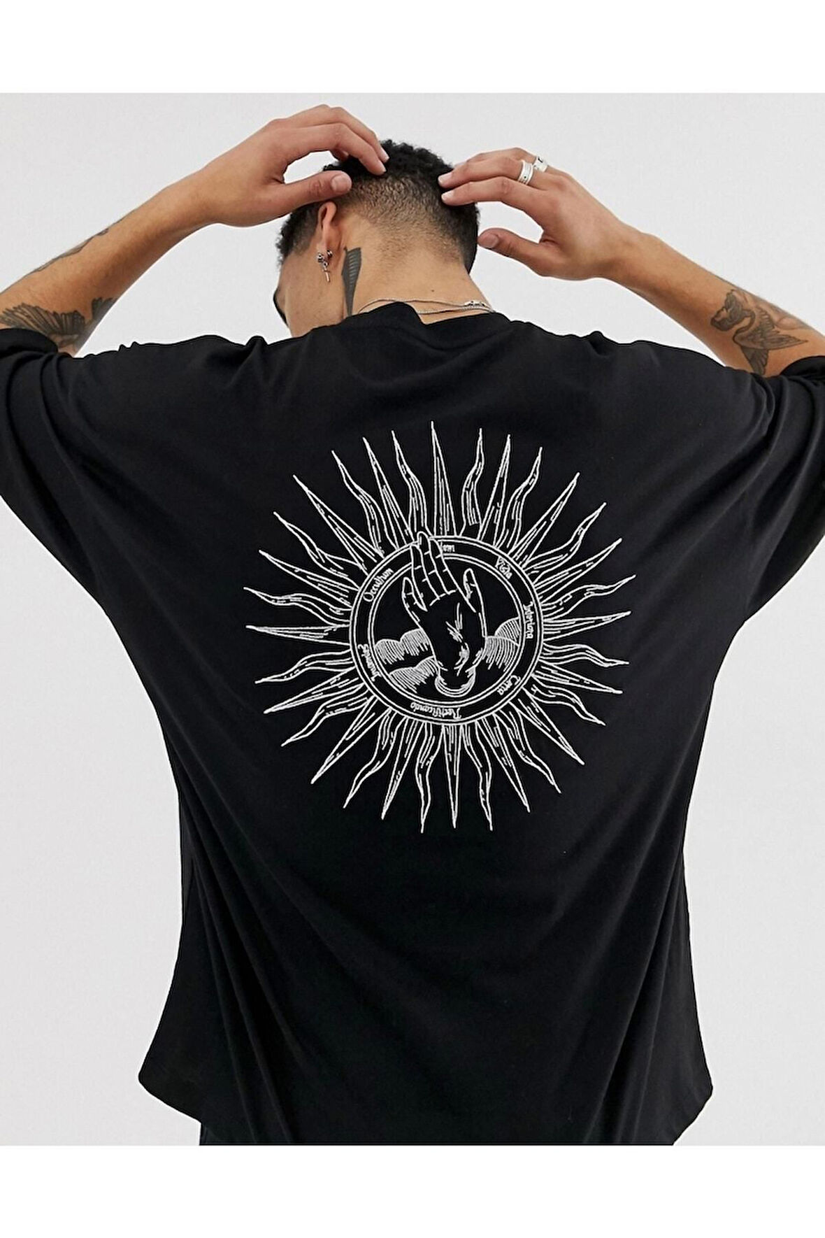 Oversize Sun Unisex Siyah T-shirt