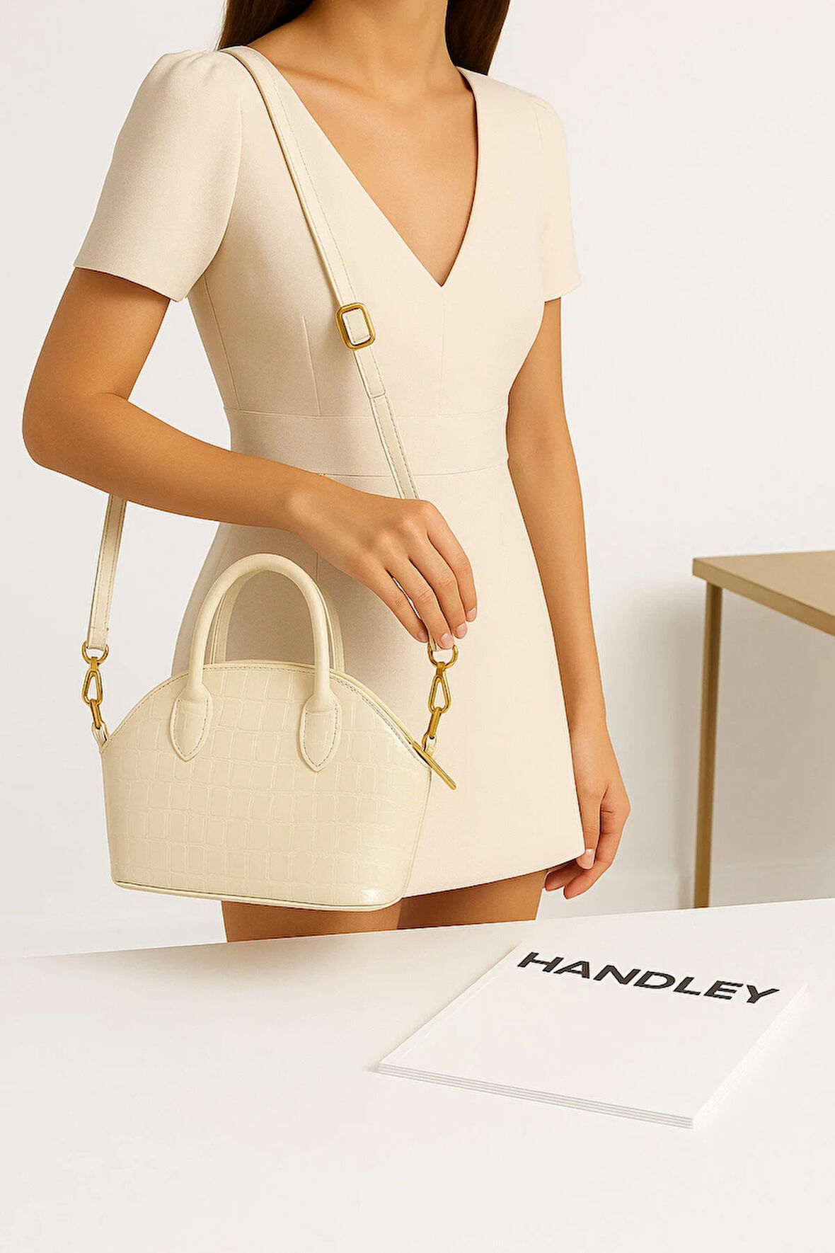 Kadın Parlak Mini Kroko Desen Çapraz Askılı El Ve Omuz Çantası