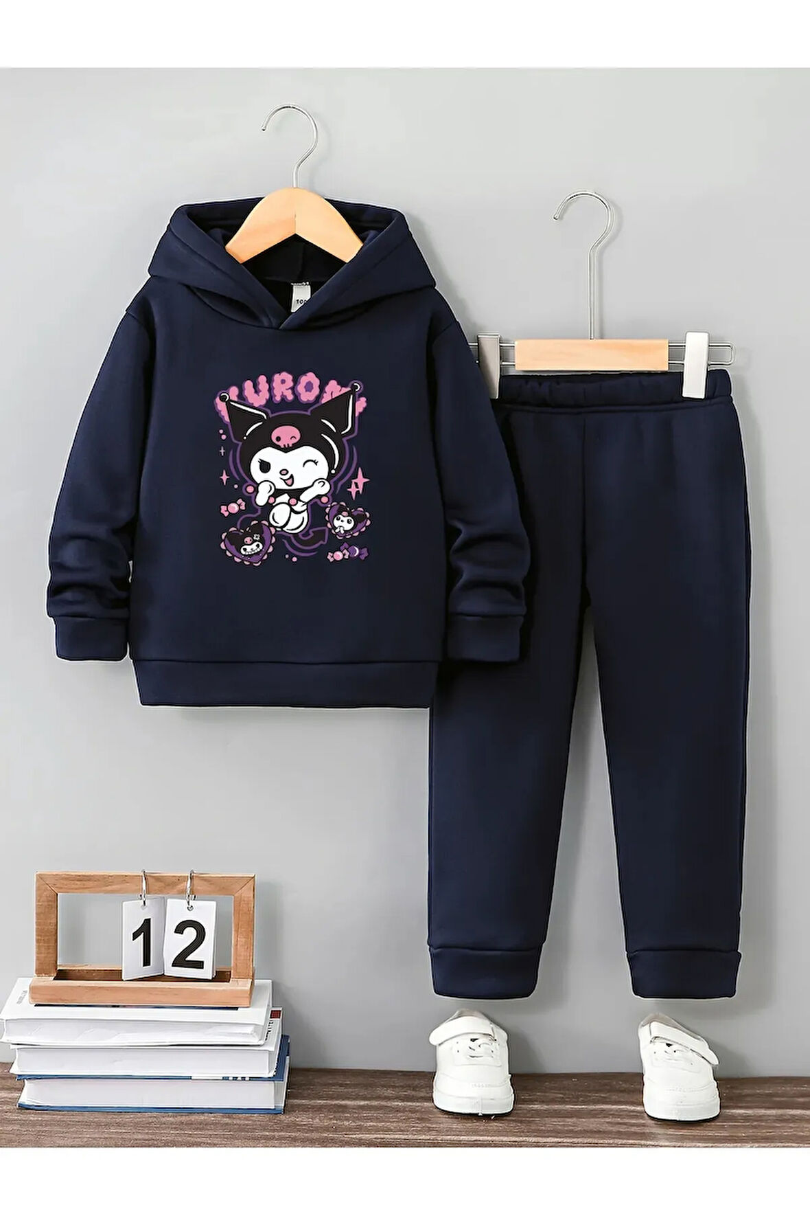 Kuromi Kız Çocuklar İçin Premium 3. İplik Compact Sweatshirt & Eşofman Takımı - 2 Parça Spor Takım