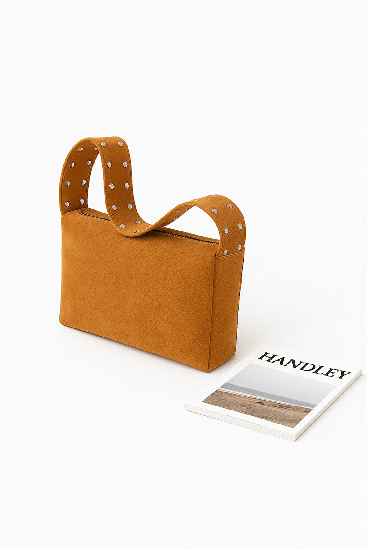 Lüks Süet Detaylı Stud Omuz Çantası