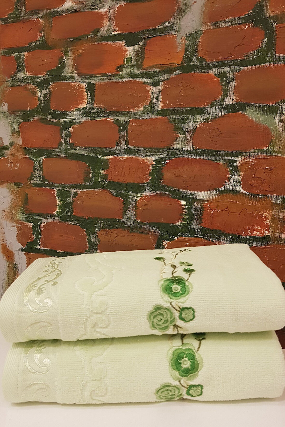 Özdilek Dila Nakışlı 2'li Havlu - Yeşil