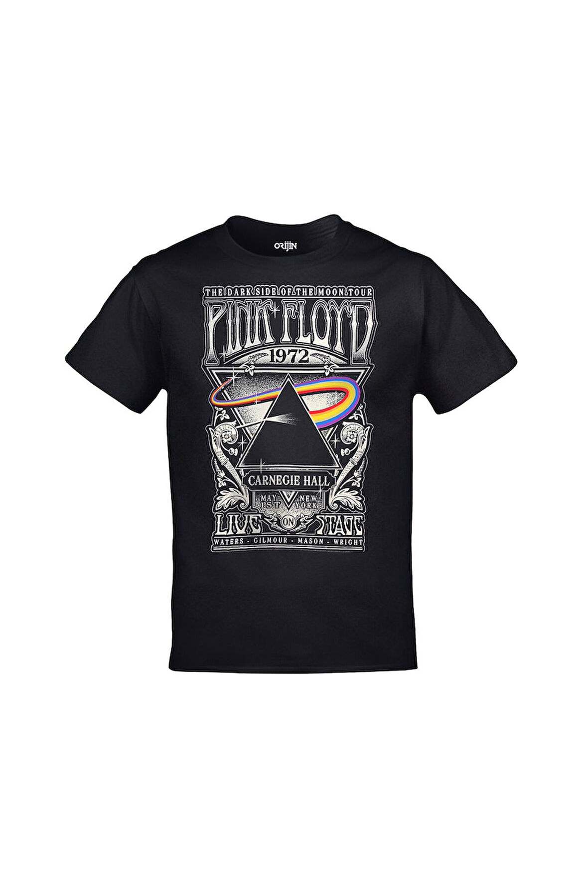 Unisex Siyah Pink Floyd Carnegie Hall Baskılı Tshirt