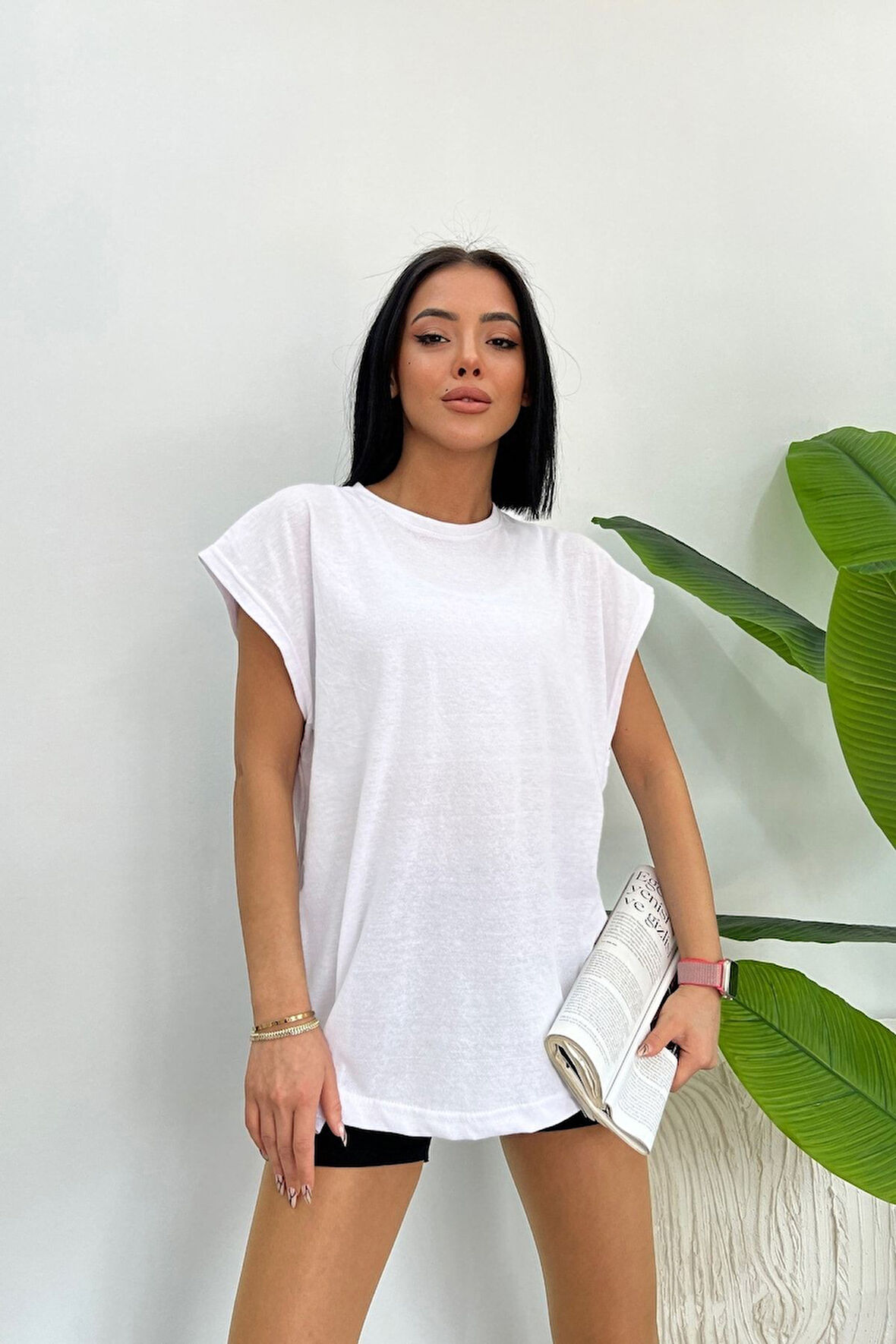 Oversize One Baskılı Siyah Tshirt