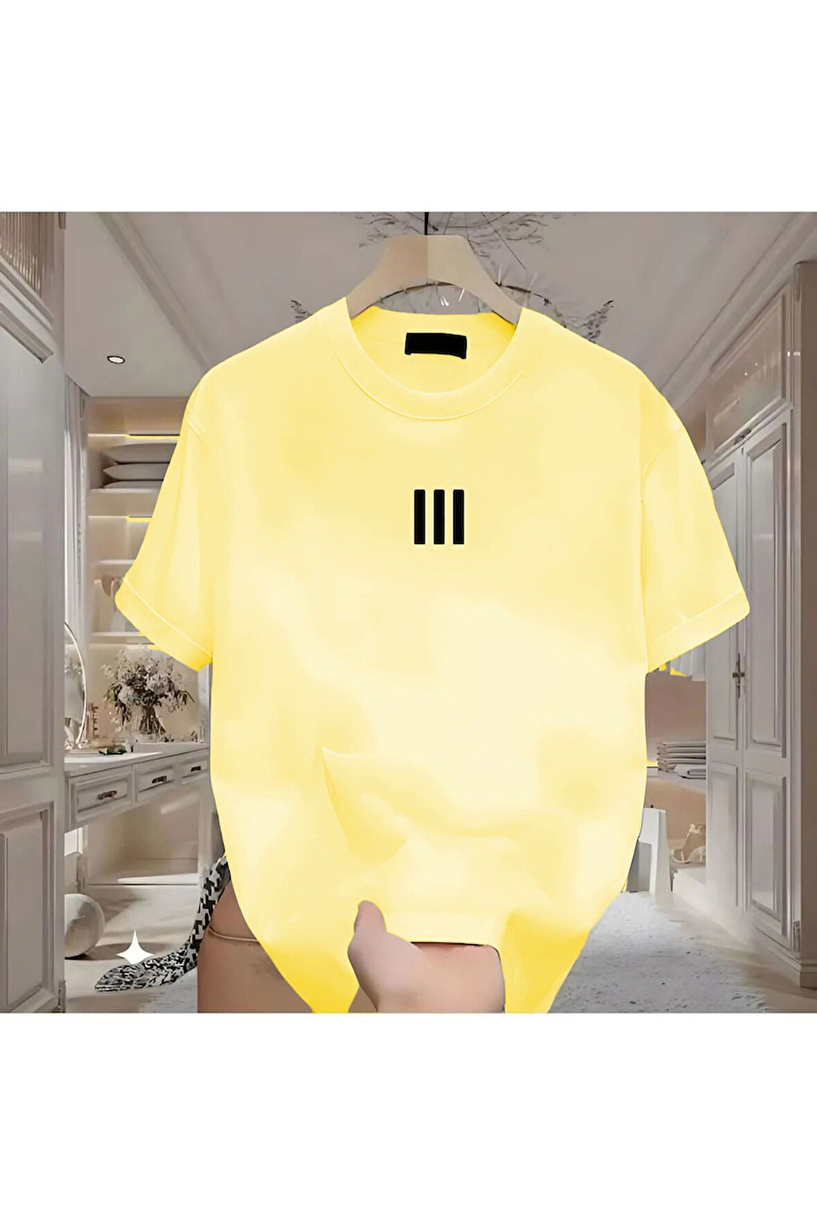 Newon 3 Çizgi Baskılı Beyaz Erkek Tshirt