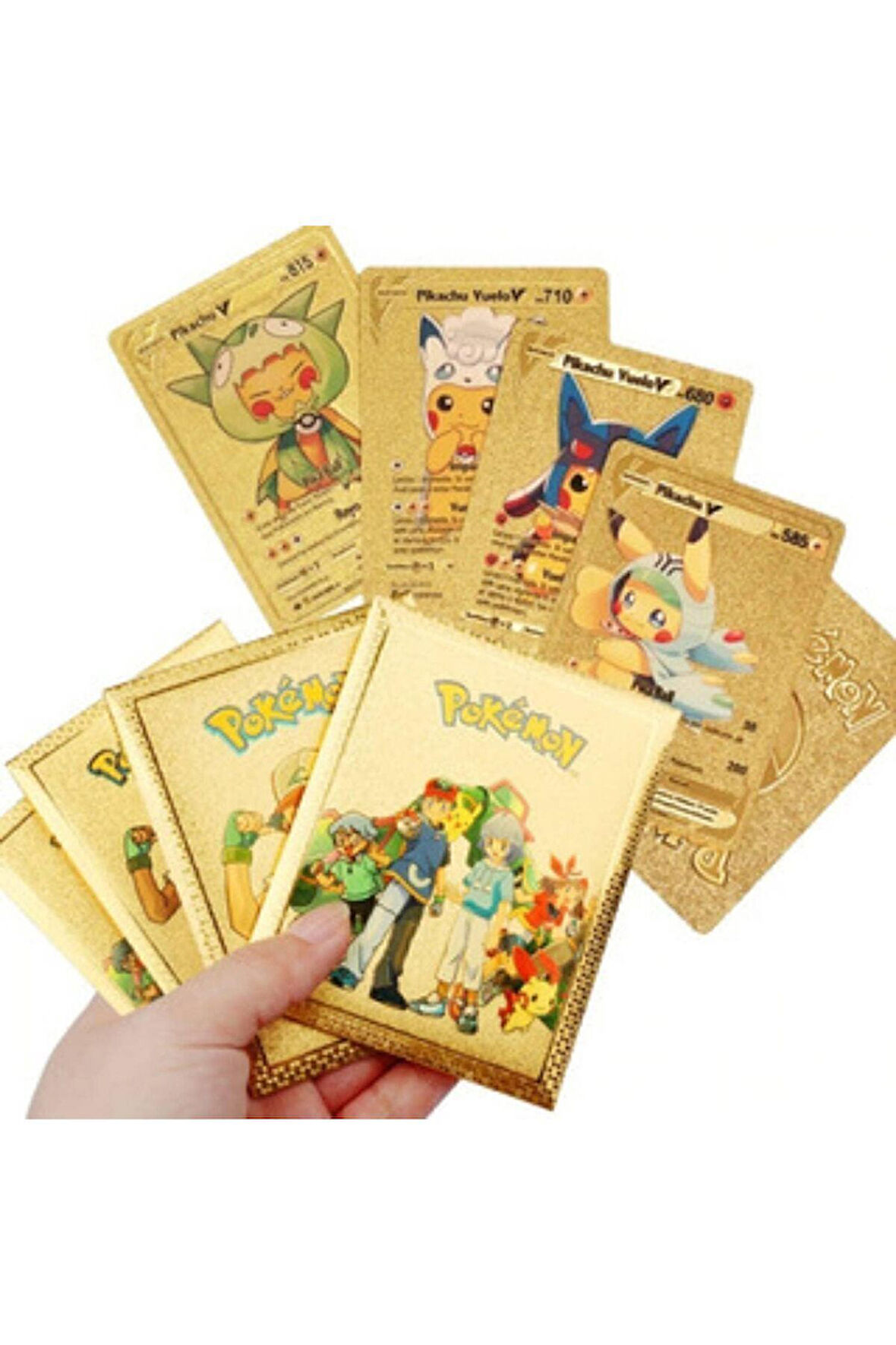 Pokemon Vmax Gold Card Tcg Dx Gx Altın Esnek Oyuncu & Koleksiyon 1 Paket (10 Adet )Pokemon Kartı